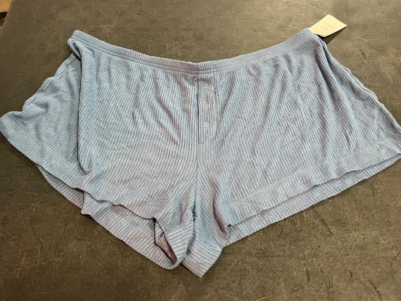 Photo 1 of (XXL) Women's Cozy Ribbed Shorts - Auden™ Blue XXL: Midweight Relaxed Fit, 2.5" Inseam, Elastic Waistband
