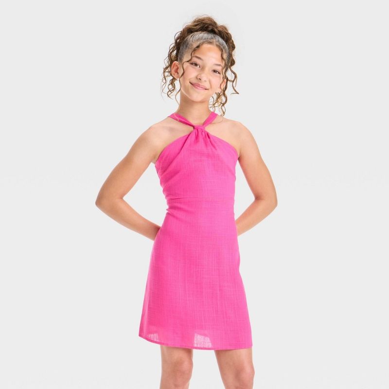 Photo 1 of (M) Girls' Halter Slip Dress - Art Class™ Magenta M
