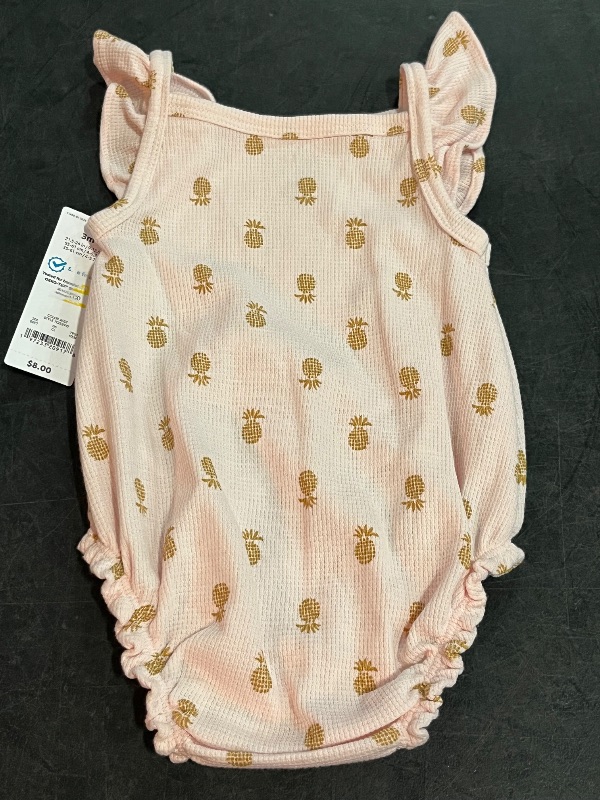 Photo 1 of 3M Carter's Just One You® Baby Girls' Pineapple Textured Romper - Pink 3M: Flutter Sleeve, Snap Closure
