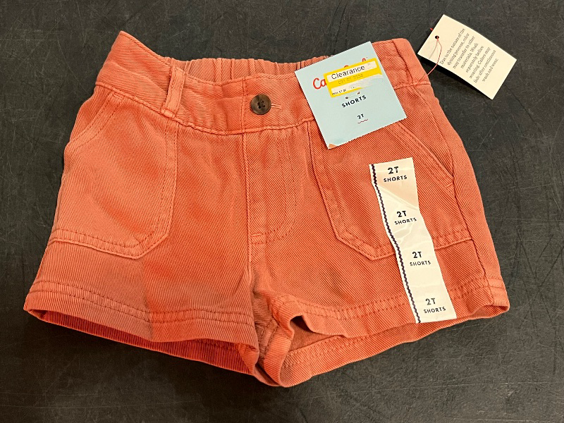 Photo 1 of 2T Toddler Girls' Twill Shorts - Cat & Jack™ Orange 2T: Mid-Rise, Pull-on, Belt Loops, Side Pocket