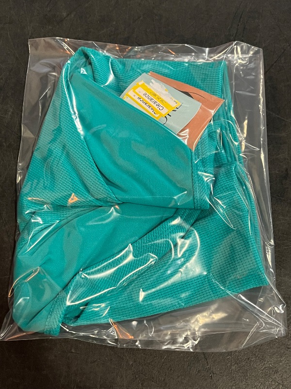 Photo 1 of (L) Women's Pique High Waist High Leg Medium Coverage Bikini Bottom - Shade & Shore™ Teal Blue L: Recycled Polyester, Spandex, Full Lining