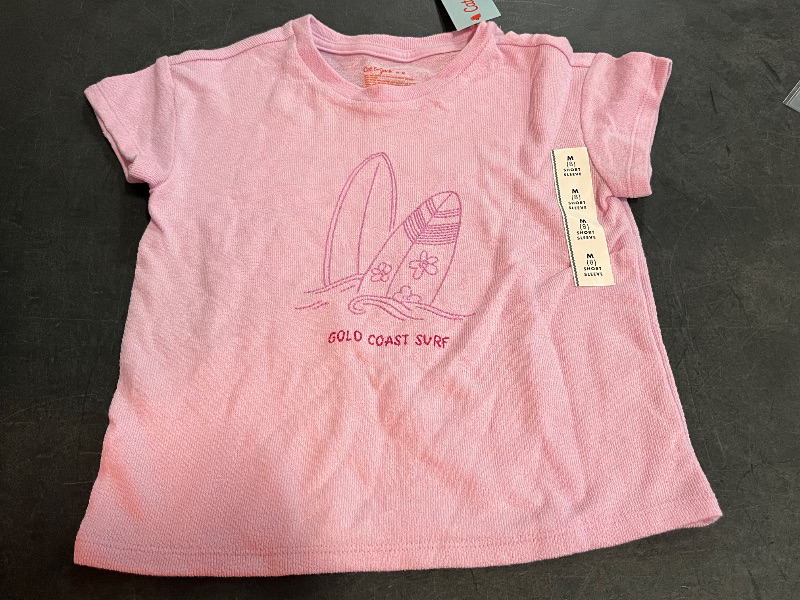 Photo 1 of (M) Girls' Short Sleeve 'Surf' Terry Top - Cat & Jack™ Light Purple M: Cotton Blend, Recycled Polyester, Crew Neck, Pullover
