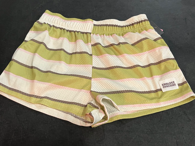Photo 1 of (S) Women's Striped Mesh Graphic Shorts - Green S