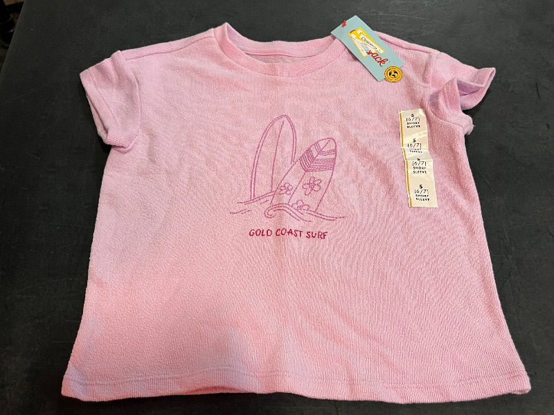 Photo 1 of (S) Girls' Short Sleeve 'Surf' Terry Top - Cat & Jack™ Light Purple S: Crew Neck, Pullover