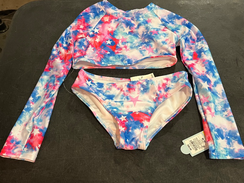 Photo 1 of (M) Girls' Americana Tie-Dye Rash Guard Bikini Set - Cat & Jack™ M
