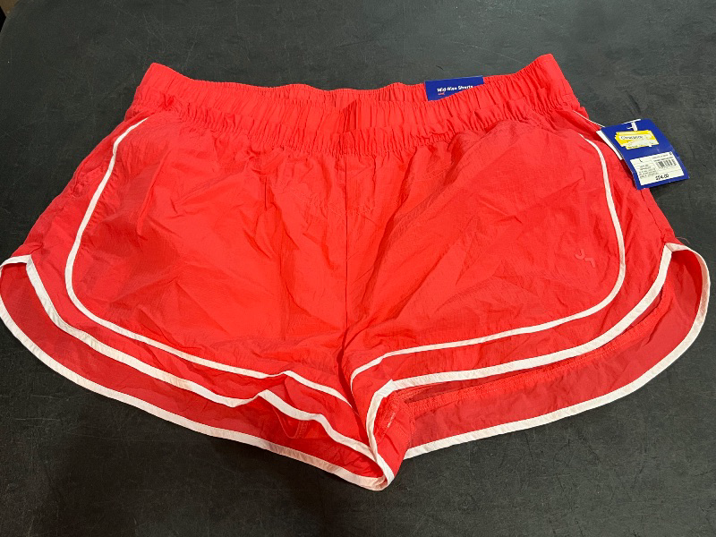Photo 1 of (L) Women's Woven Mid-Rise Shorts - JoyLab™ Coral Orange L
