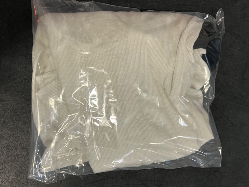 View 3 of (XXL) Women's Short Sleeve Ribbed Polo Shirt - Ava & Viv™ Cream XXL: Heavyweight Rayon-Spandex Blend, Slim Fit, Below Waist Length
