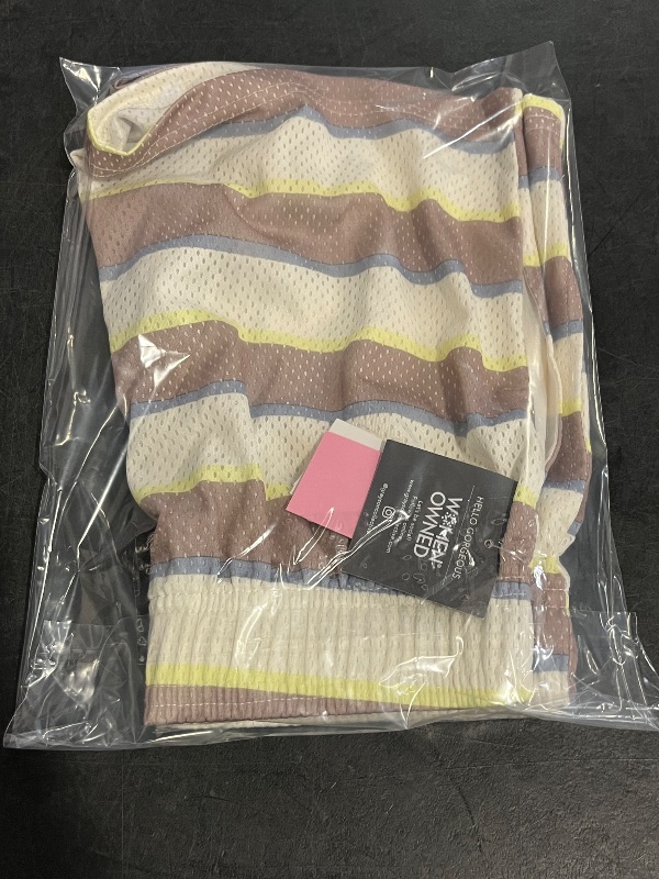 Photo 1 of (XS) Women's Striped Mesh Graphic Shorts - XS