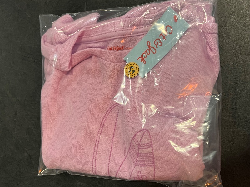Photo 1 of (L) Girls' Short Sleeve 'Surf' Terry Top - Cat & Jack™ Light Purple L: Cotton Blend, Recycled Polyester, Crew Neck, Below Hip Length
