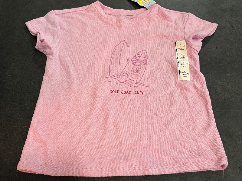 Photo 1 of (L) Girls' Short Sleeve 'Surf' Terry Top - Cat & Jack™ Light Purple L: Cotton Blend, Recycled Polyester, Crew Neck, Below Hip Length
