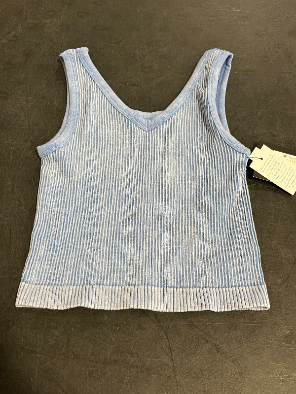 Photo 1 of (M) Girls' Knit Tank Top - Art Class Blue M: Modal Nylon Blend, V Neck, Pullover, Double-Stitched, Ribbed, Machine Washable
