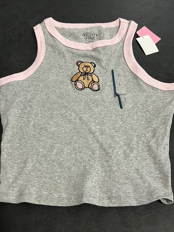 Photo 1 of (L) Women's Teddy Bear Graphic Tank Top - Light Gray L
