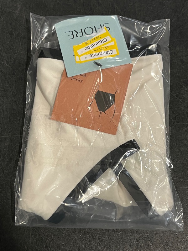 Photo 1 of (XS) Women's Contrast Binding High Leg High-Rise Bikini Bottom - Shade & Shore™ Cream/Black XS