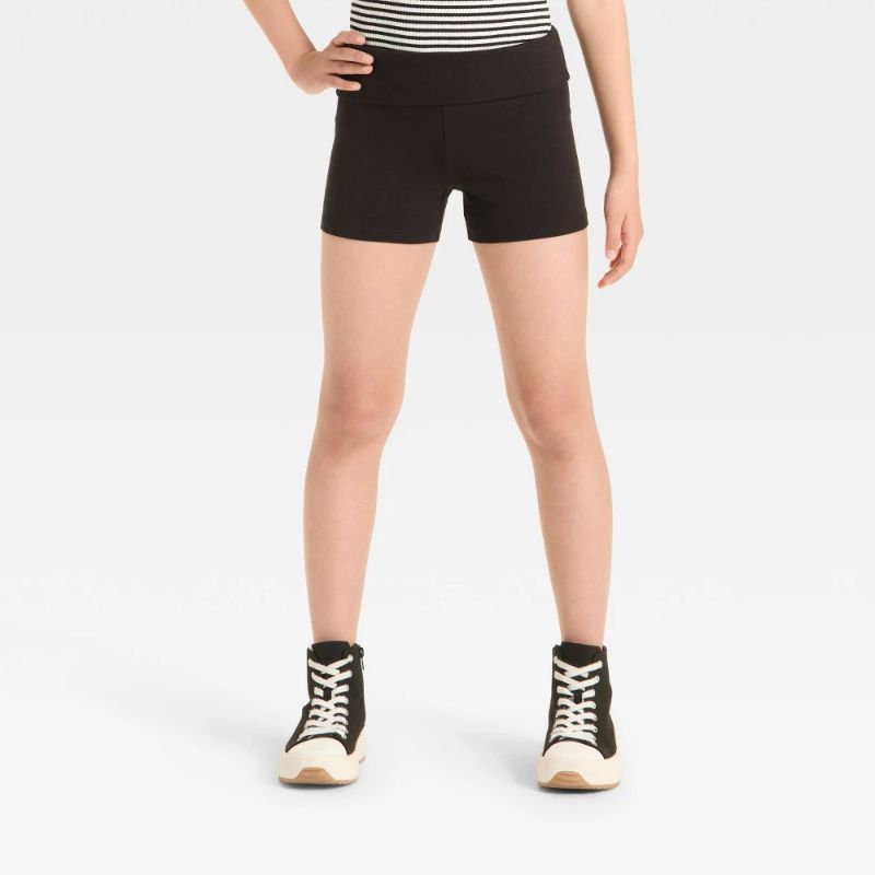 View 1 of (XXL) Girls' Foldover Bike Shorts - Art Class™ Black XXL
