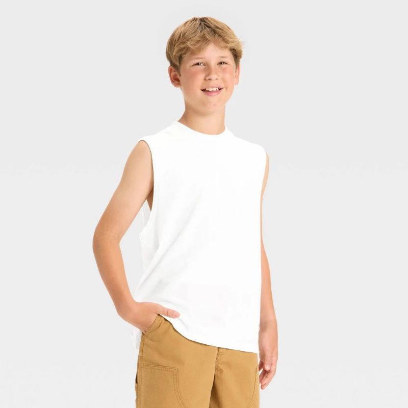 Photo 1 of (XL) Boys' Cutoff Tank Top - Art Class™ White XL