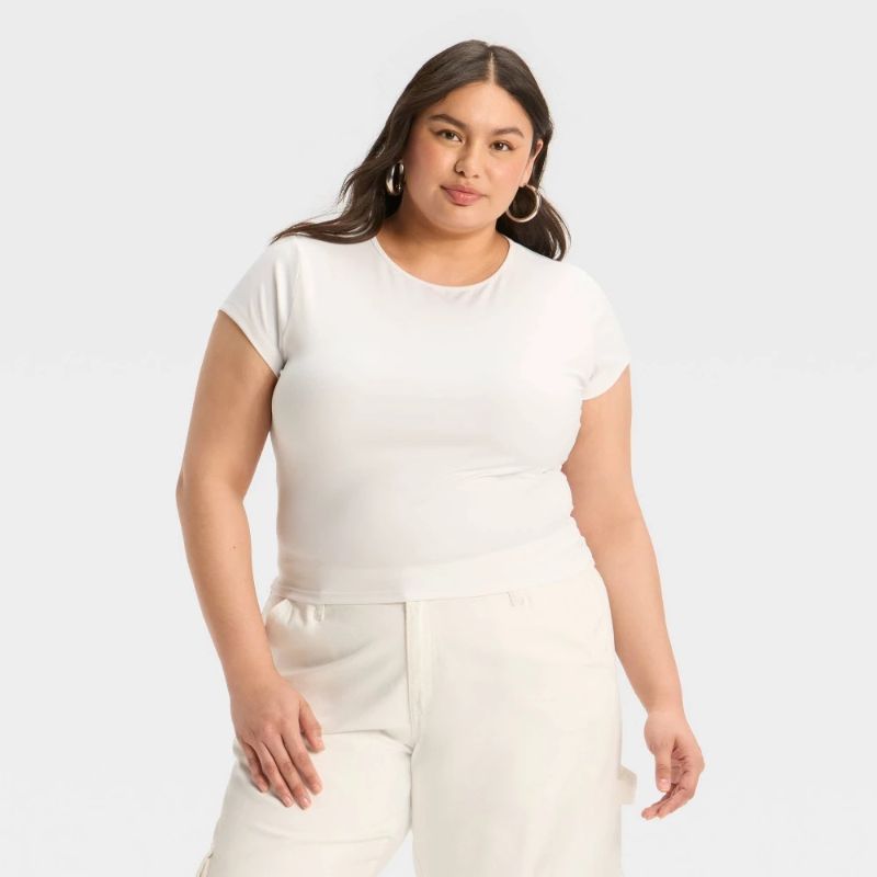 View 1 of (XXL) Women's Open Back Synthetic T-Shirt - Wild Fable™ White XXL