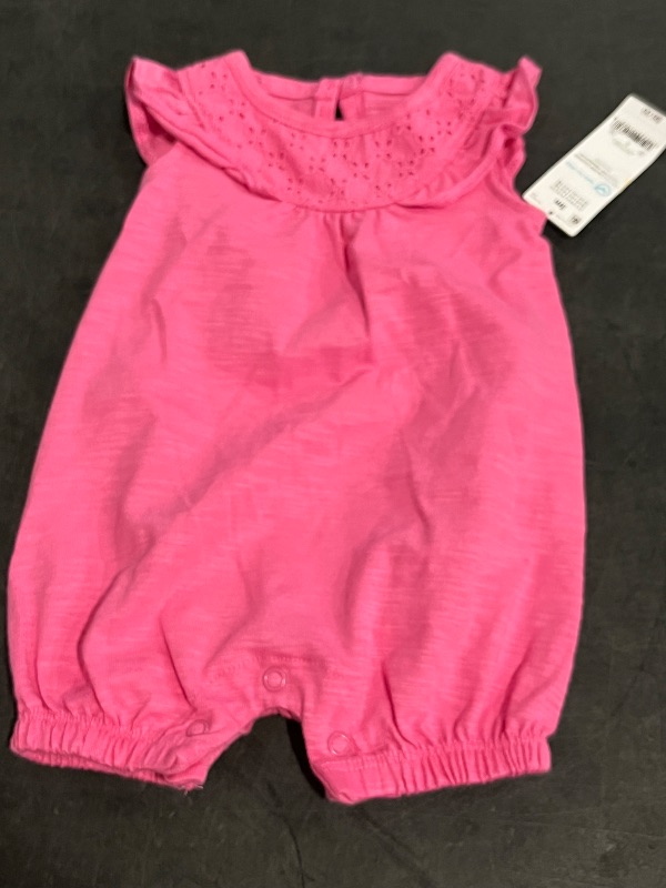 Photo 1 of 3M Carter's Just One You® Baby Girls' Eyelet Solid Romper - Pink 3M: Cotton, Snap Closure, Flutter Sleeve
