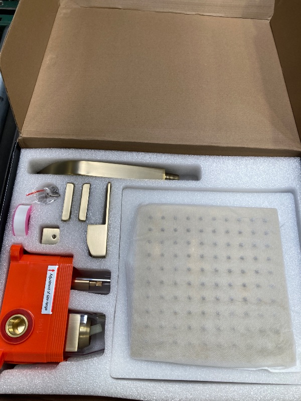 Photo 1 of JOYWELL Shower Faucet Brushed Gold Shower System 8 Inches Rain Shower and Handheld Shower Combo,2-Function Shower Fixtures Included Shower Trim Kit