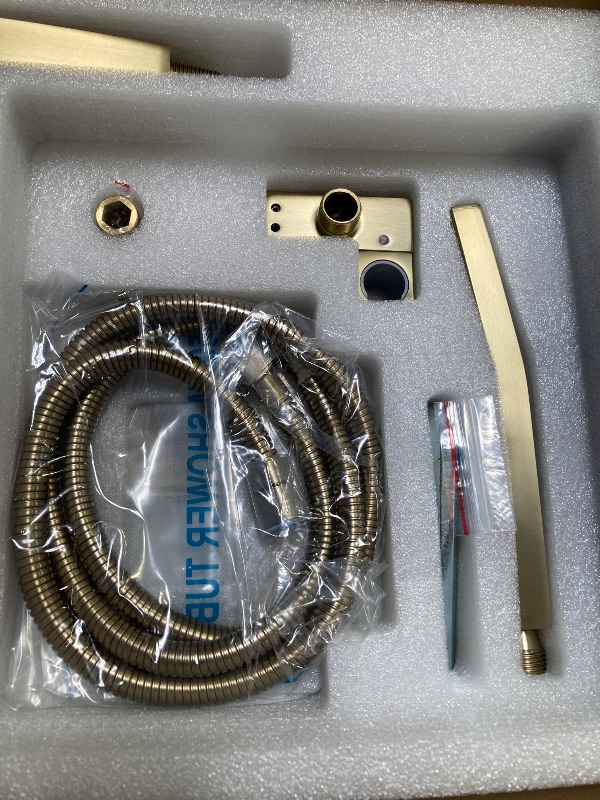 Photo 1 of JOYWELL Shower Faucet Brushed Gold Shower System 8 Inches Rain Shower and Handheld Shower Combo,2-Function Shower Fixtures Included Shower Trim Kit