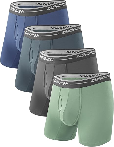 Photo 1 of BAMBOO COOL Men's Underwear Boxer Briefs Soft Breathable Performance Underwear for Men 4 Pack (L)