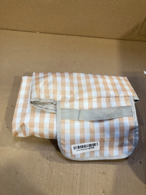 Photo 1 of Beyond Thursday Cute Gingham Picnic Blanket, Waterproof Foldable, in Large 80x60in and Extra Large 80x80in, Portable Compact Beach Blanket, Oversized XL Outdoor Mat (Tan, X-Large)