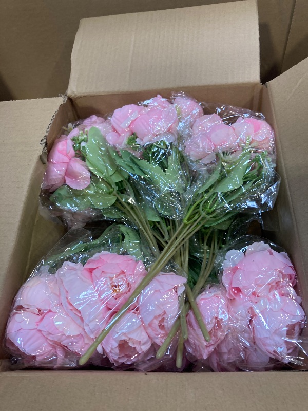 Photo 1 of Nagobi 12 Bundles Peonies Artificial Flowers Artificial Peonies Silk Flowers Fake Peonies Artificial Flowers Wedding Home Table Decoration Realistic Peonies Bouquet for Centerpiece Table (Pink)