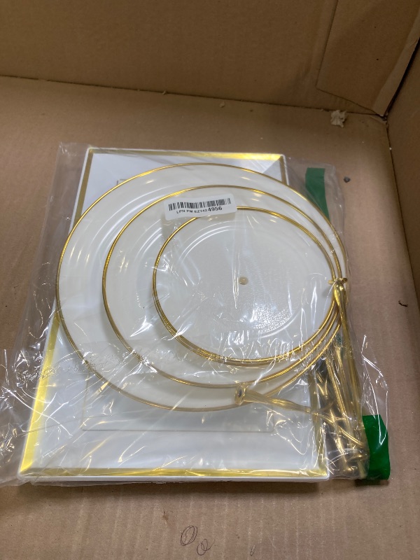 Photo 1 of DI QIU REN 8PCS Cake Stand Set, Plastic Cupcake Stands with Gold Rim, Dessert Display Stands Set for Wedding Birthday Party Baby ShowerTea Party