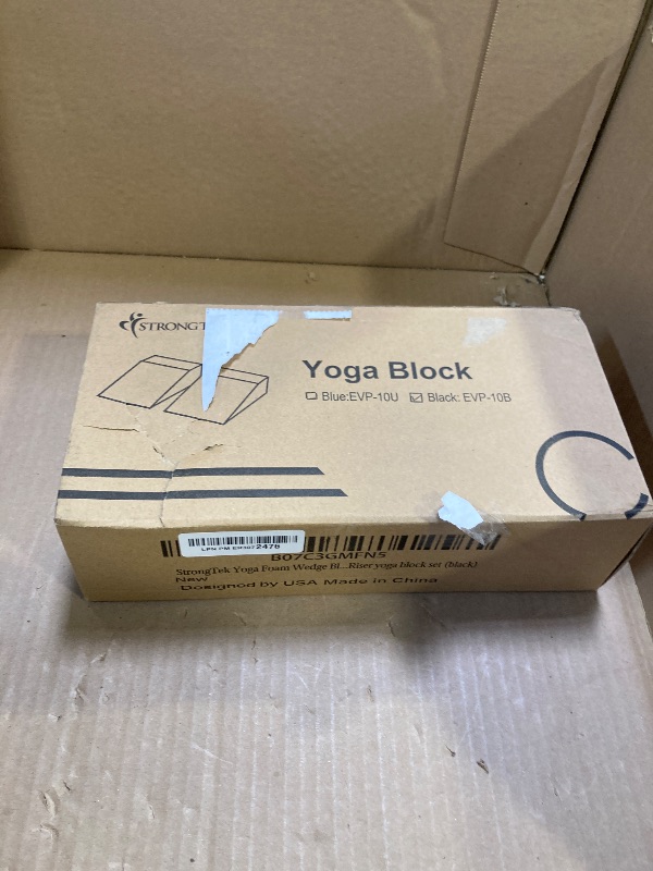 Photo 1 of StrongTek Yoga Foam Wedge Blocks (Pair) Soft Wrist Wedge, Supportive Foot Exercise Accessories, Balance, Strength, Yoga Strap, Pilate, Fitness, Squat, Pushup, Plank, EVA Riser yoga block set (black)