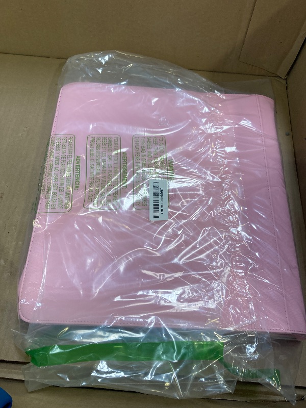 Photo 1 of Premium Zip Card Binder 12 Pocket, Fabmaker 912 Pockets Trading Card Binder, PU Zipper Card Collection Album, Sturdy Side-Loading Card Book Holder for MTG, TCG, Game Cards, Sports Cards, Pink