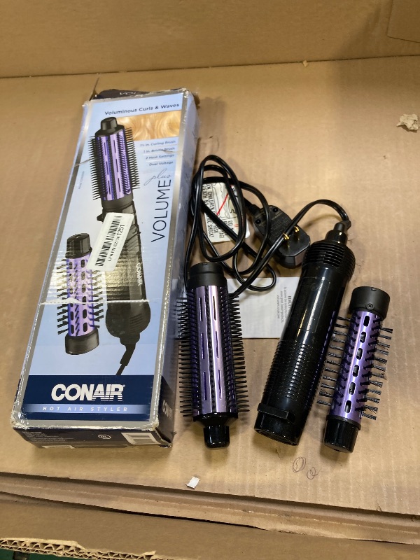 Photo 1 of Conair 2-in-1 Hot Air Curling Combo, Includes 1.5-inch Curl Brush and 1-inch Aluminum Bristle Brush