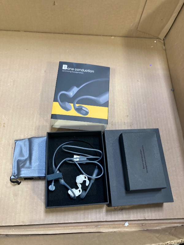 Photo 1 of Dnniakm Swimming Headphones, Bone Conduction Headphones Bluetooth 5.4, IPX8 Waterproof with 32GB MP3 Player, Open Earphones with Safelight, Underwater Headphone for Swimming, Night Running, Cycling