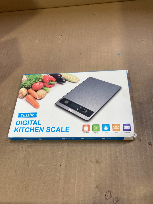 Photo 1 of Yusshn Digital Kitchen Scale - Precision Food Scale for Cooking & Baking (1g/0.05oz Accuracy) - Waterproof Stainless Steel with LCD Display, Batteries Included - Weight in Grams & oz (Ash Silver)