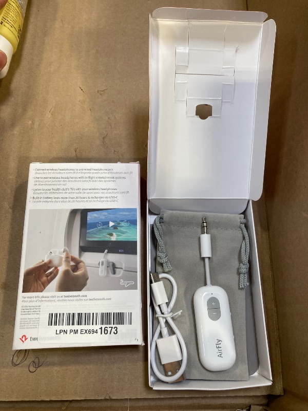 Photo 1 of Twelve South AirFly SE | Bluetooth Wireless Audio Transmitter Adapter for AirPods/Headphones, 20+ Hr Battery, Works with 3.5mm aux Jacks on Airplanes, TVs, Gym Equipment, and Travel