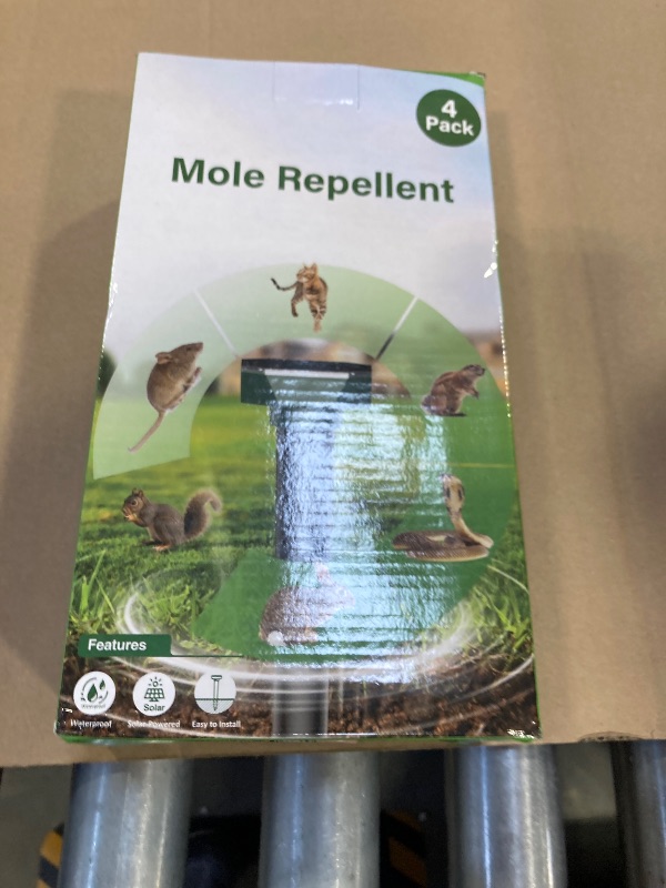 Photo 1 of Snake & Mole & Rabbit & Skunk Repellent Solar Powered, Ultrasonic Deterrent, IP65 Waterproof, to Get Rid of Gopher, Groundhog, Rodent, Chipmunk, Raccoon, and Vole for Lawn & Garden, 4 Pack