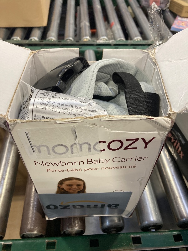 Photo 1 of Momcozy Newborn Baby Carrier - Ergonomic, Cozy and Lightweight Carrier for 7-24lbs, Adjustable Neck Support with Sunshield, Breathable Airmesh Perfect for Summer Outing, Silver Grey