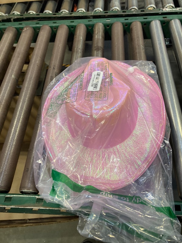 Photo 1 of Zhanmai 8 Pieces Cowboy Hat LED Light Up Hat and Heart Sunglasses Sparkly Space Cowgirl Hat for Women Girls Halloween Costume (Pink)
