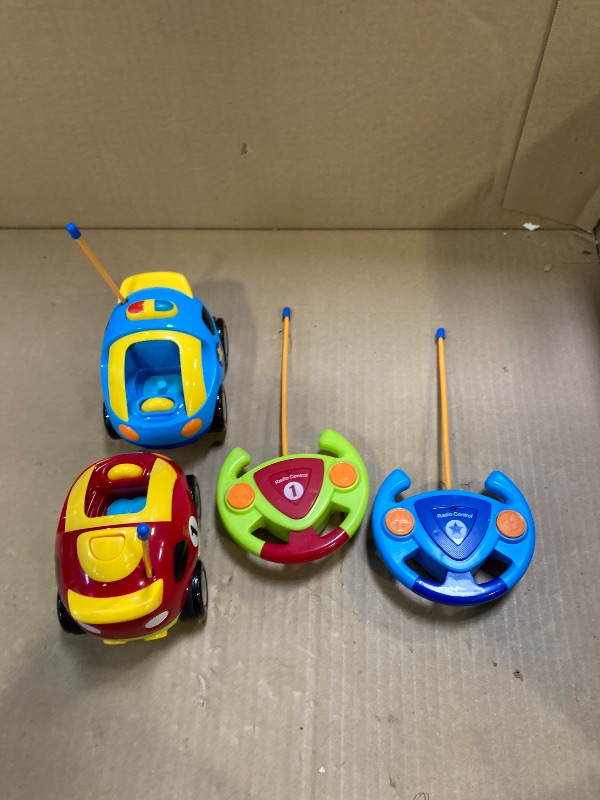 Photo 1 of PREXTEX Cartoon Remote Control Car - 2-Pack Police and Race Car Toddler Toys - RC Cars for Kids with Different Frequencies - Easy Remote Control Toy and Thoughtful Gifts for Boys and Girls