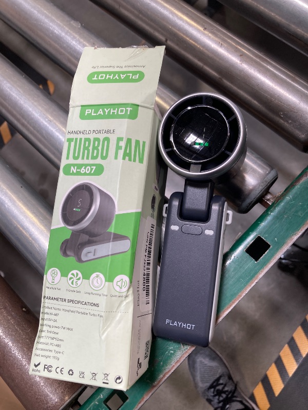 Photo 1 of PlayHot Portable Handheld Turbo Fan, 5 Gear Wind, Battery Operated, Up to 12 Working Hours, 3 IN 1 Hand Fan with Air Turbo Tech Cooling Fan for Outdoor Activities, Travel, Beach (Black)