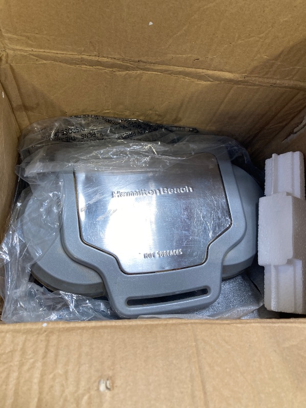 Photo 1 of Hamilton Beach Dual Breakfast Sandwich Maker with Timer, Ready in 5 Minutes, Removable Dishwasher Safe PFAS-Free Non-Stick Egg Cooker Ring, Silver (25490MNA)
