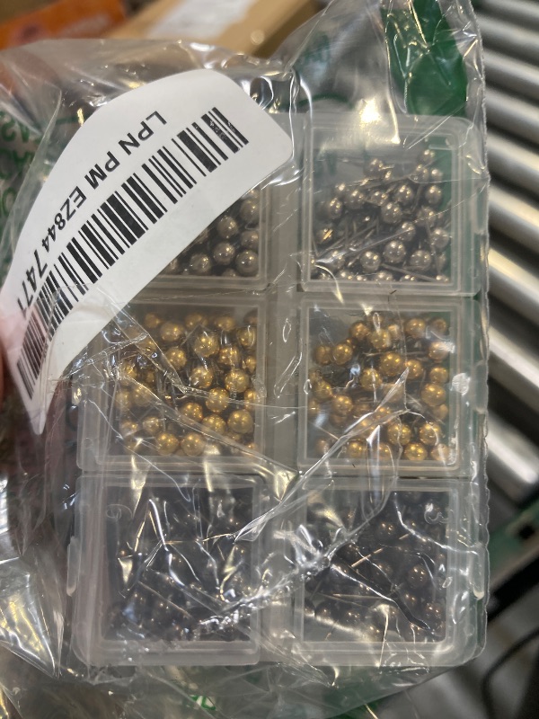 Photo 1 of Yalis Push Pins Map Tacks 1/8-Inch Retro Metallic Color Beads Head Marking Pins, 3 Colors, 300-count