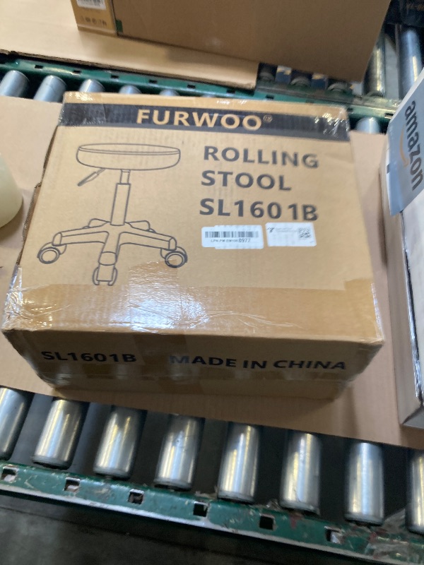 Photo 1 of FURWOO Round Rolling Stool Height Adjustable Stool with Wheels for Spa Salon Massage Black