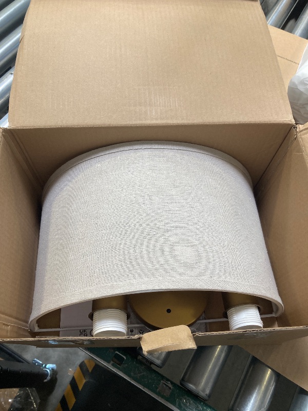 Photo 1 of Yosoan Linen Fabric Cloth Boho Aged Brass Gold Wall Sconce Stairwell Fixture Light, 2-Light Dual Indoor Hardwired Vanity Vintage Wall Mount Lamp Antique Metal Base Semicircle Shade Lamp for Hallway