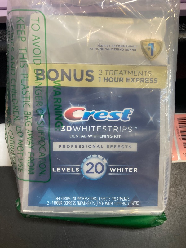 Photo 1 of Crest 3D Whitestrips Professional Effects – Teeth Whitening Kit, 22 Treatments (20 + 2 Bonus), Each with 1 Upper/1Lower, 44 Strips – Crest 3DWhite Teeth Whitening Strips