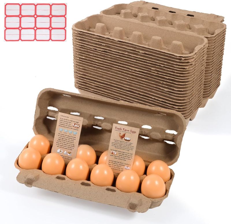 Photo 1 of 24-Pack Bulk Empty Egg Cartons for Storage, 12-Count Natural Paper Pulp Reusable & Sturdy Design (Egg Storage Containers)
