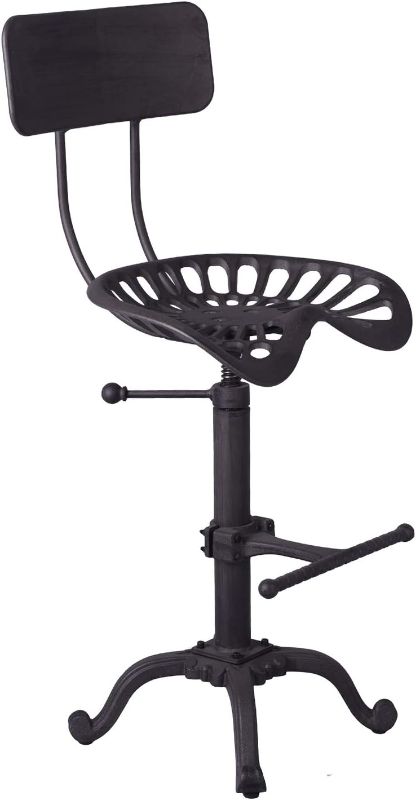 Photo 1 of Diwhy Industrial Design Metal Adjustable Height Backrest Chair Vintage Tractor Saddle Bar Stool Rust
