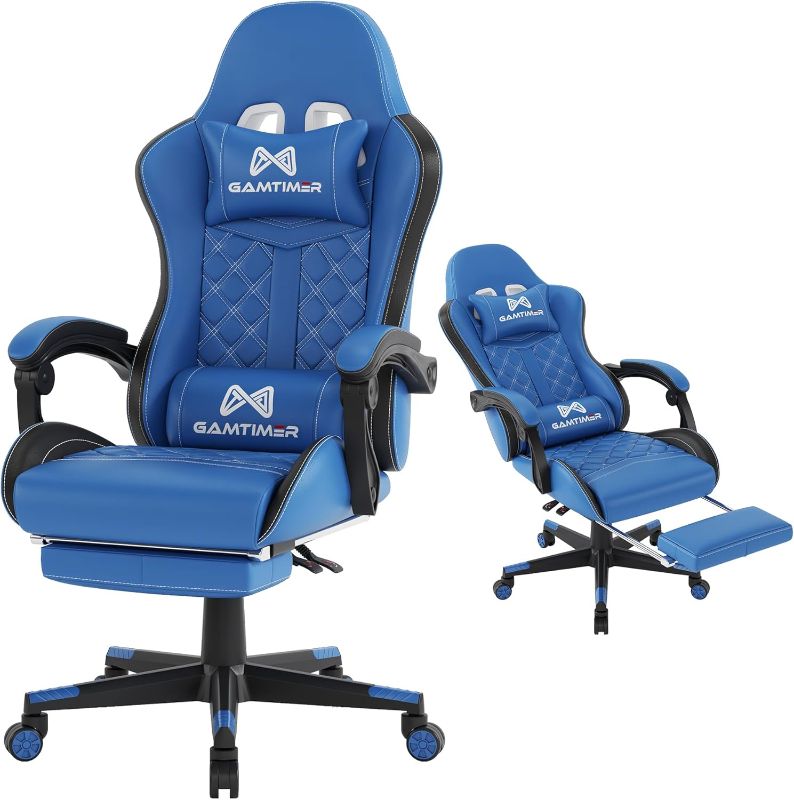 Photo 1 of Gaming Chair, 400 lbs Adult Chair, High Back Computer Chair with Footrest and Linked Armrests, Office Video Game Chair with Lumbar Support (Grey)
