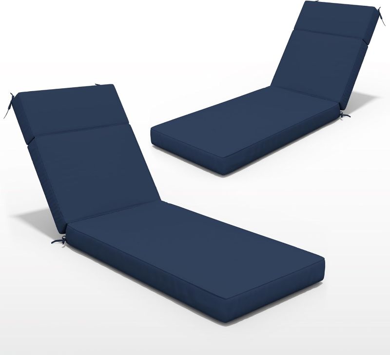 Photo 1 of 2Pcs Outdoor Chaise Lounge Cushion 80" L X 26" W X 4" D, High-Density Foam Outdoor Chaise Cushion Water Repellent and Fade Resistant for Beach Chair and Pool Lounge Chairs
