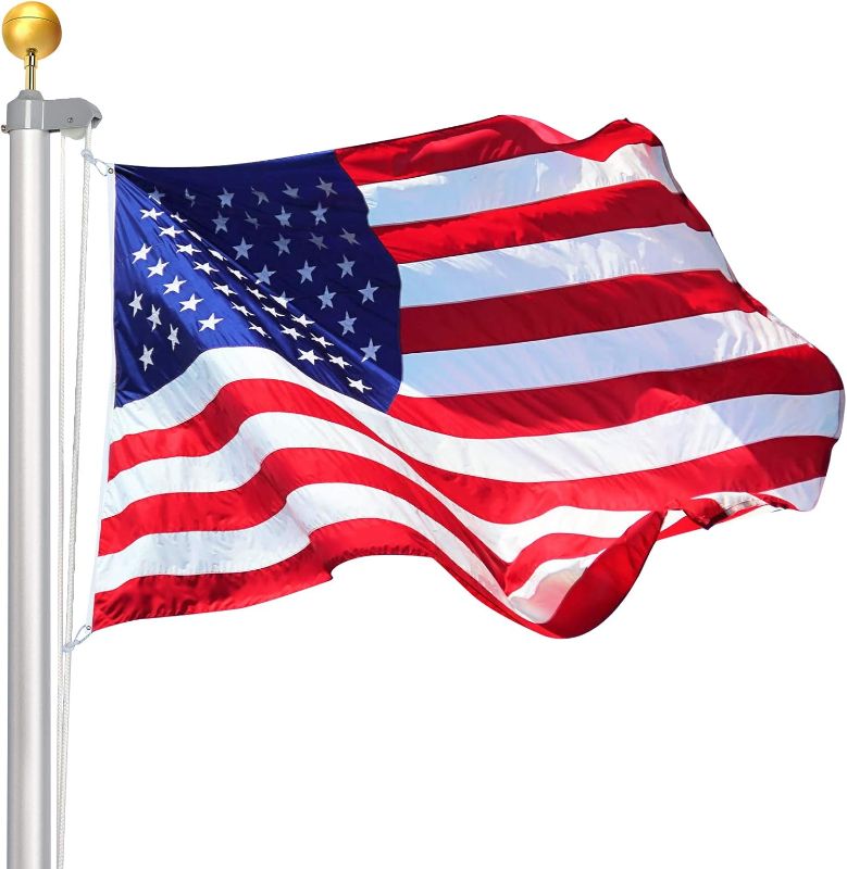 Photo 1 of Flag Poles for Outside House, 16FT Sectional Flag Pole Kit, Extra Thick Heavy Duty Aluminum Flagpole, Outdoor Inground Flag Poles with Topper Balls for Yard, Residential or Commercial
