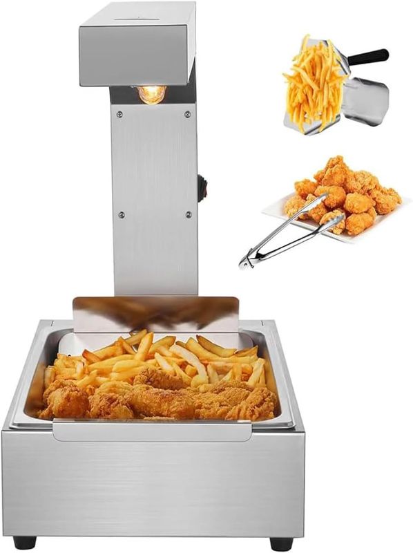 Photo 1 of French Fry Warmer,1000W Stainless Steel Food Warming Light,Free Standing Electric Infrared Heating Dump Station,W/Removable Oil Filter Pan + Heat Lamp,French Fries Fried Chicken,620
