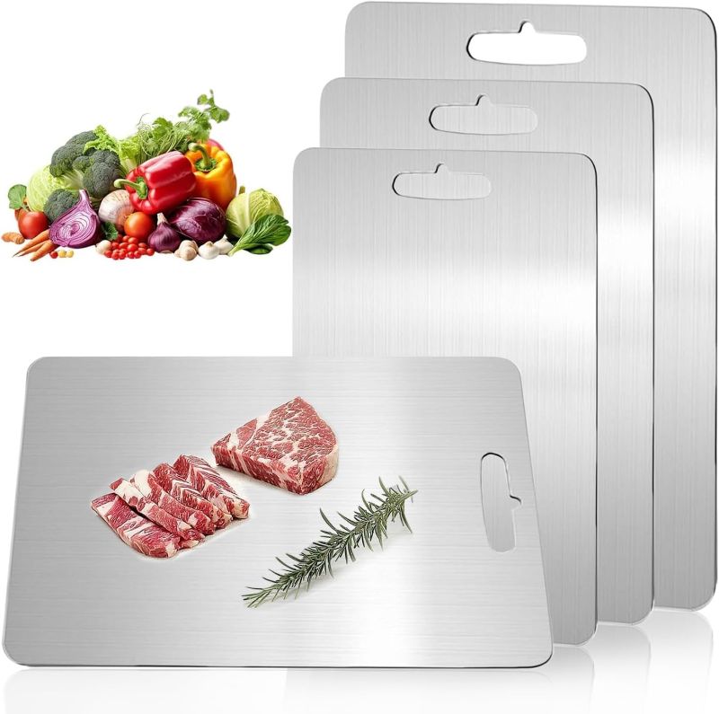 Photo 1 of Katuchef Titanium Cutting Board,Katuchef Titanium Cutting Boards for Kitchen,Double-Sided Cutting Board for Vegetables And Meat, Easy To Clean and Store(M+L+XL)

